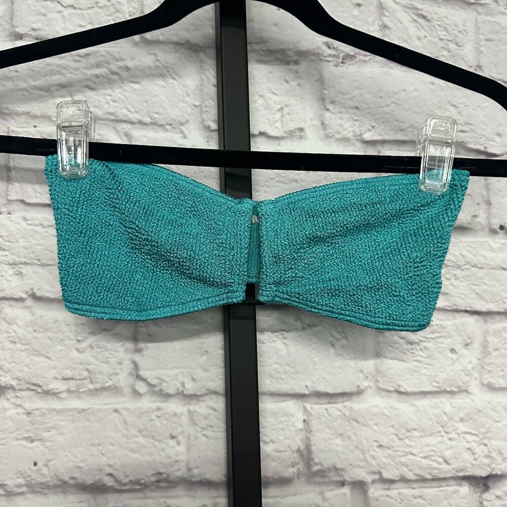 Teal strapless swimsuit